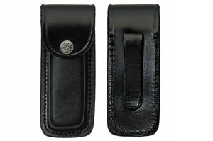Folding Knife Sheath | Black Real Leather Snap-Button Case for 5