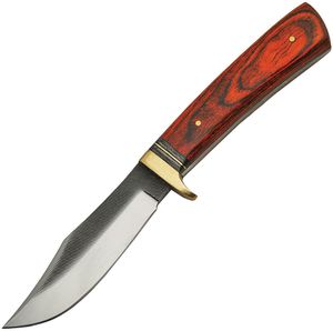 Fixed-Blade Hunting Knife 8.25in. Full Tang File Blade Wood Handle Skinner 0023