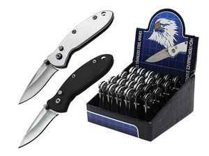 Switchblade Automatic Folding Knife Pop Set 24-Pc. Black Silver Stainless Blade