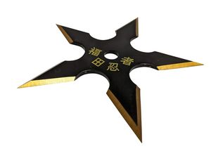 Throwing Star | Black/Gold Stainless Steel 3.5in. Diameter 5 Point Shuriken