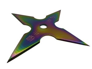 Throwing Star | Rainbow Stainless Steel 3in. Diameter 4 Points Shuriken + Case