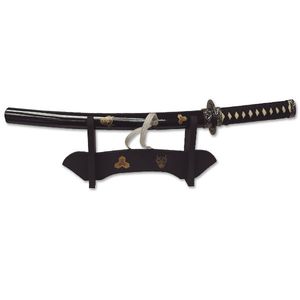 Fantasy Sword 16.5in. Black Samurai Blade Letter Opener Knife + Display Stand