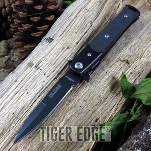 Tac-Force All Black Small G10 Handle Spring Assisted Stiletto Folding Knife