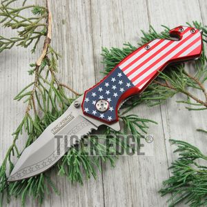 Spring-Assisted American Flag Tactical Rescue Folding Knife