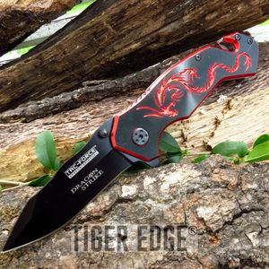 Tac-Force Black And Red Dragon Strike Spring Assisted Rescue Folding Knife