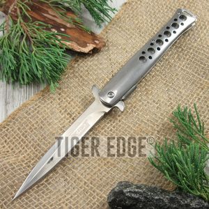Spring-Assist Folding Pocket Knife Tac-Force Chrome Stiletto Blade 884Ch EDC
