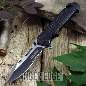 Spring-Assist Folding Pocket Knife Tac-Force Black Silver Rescue EDC Tf-916Bk