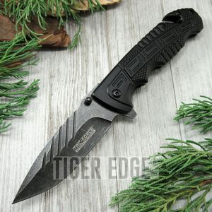 Spring-Assist Folding Pocket Knife Tac-Force Stone Gray Blade Black Rescue EDC