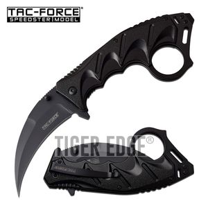 Spring-Assist Folding Karambit Knife | Tac-Force Black Hawkbill Blade Tactical