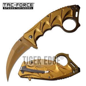 Spring-Assist Folding Karambit Knife | Tac-Force Gold Hawkbill Blade Tactical