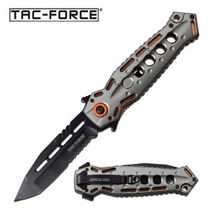 Spring-Assist Folding Knife | Tac-Force Black Tanto Stiletto Blade Gray Tactical
