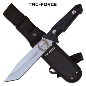 Tactical Knife Tac-Force 6.25in Gray Tanto Blade Masked Skull Full Tang + Sheath