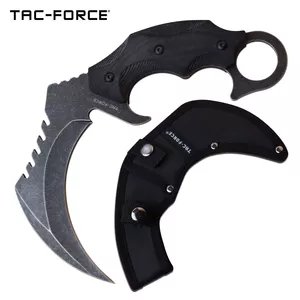 Tactical Knife | Tac-Force Fixed-Blade Hawkbill Blade Karambit Black + Sheath