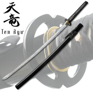 Ten Ryu 40in Overall Hand Forged Black Carbon Steel Japanese Sword Katana