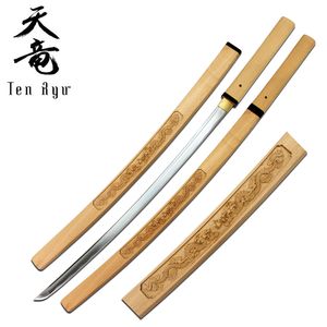 Japanese Samurai Sword | Ten Ryu Handmade Natural Wood Dragon Carbon Steel Blade