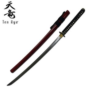Japanese Samurai Sword Ten Ryu Red Black Ninja Anime Steel Blade Sharp Tr-036Rd