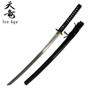 Japanese Samurai Sword Ten Ryu Black Ninja Anime Steel Blade Sharp Tang Tr-038