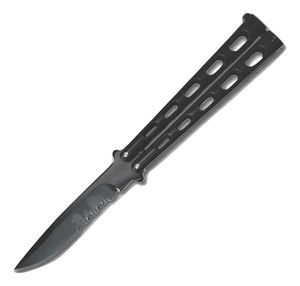 Butterfly Knife Balisong - Premium Quality Black Serrated Blade