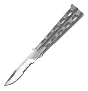 Butterfly Knife Balisong - Premium Quality Silver Serrated Blade