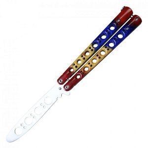 Practice Butterfly Knife 8.75in Steel Red Blue Yellow Balisong Trainer No Blade