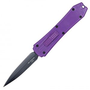 Out-The-Front Automatic Knife 2.25in. Double Edge Black Blade Mini OTF - Purple