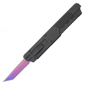 Out-the-Front Automatic Knife 2in. Tanto Rainbow Blade Pistol Mini OTF - Black