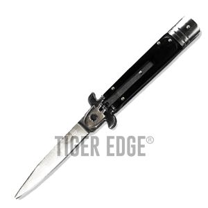 Switchblade Leveretto Automatic Knife - Italian Stiletto Black Wood