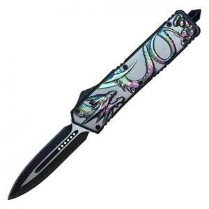 OTF Automatic Knife | Atomic Out-The-Front Push Button Rainbow White Dragon
