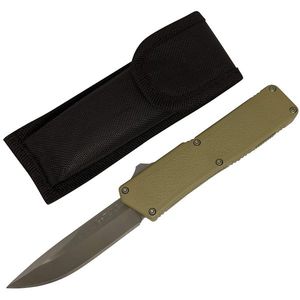 Out-The-Front Automatic Knife Lightning OTF Tan 3.25in Drop Point Blade + Sheath