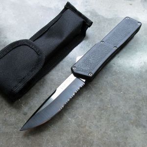 Out-The-Front Automatic Knife Lightning OTF Black 3.2in Serrated Drop Point Blade