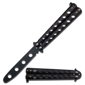 NEW! Harmless Black Stainless Steel Practice Training Butterfly Knife