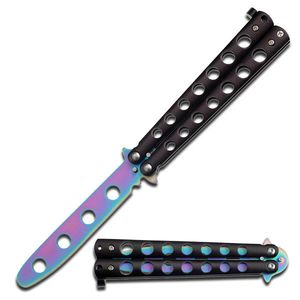 NEW! Harmless Rainbow Stainless Steel Practice Training Butterfly Knife