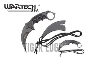 Fixed-Blade Karambit Neck Knife Wartech 2.5in. Black Blade Tactical Slim Sheath