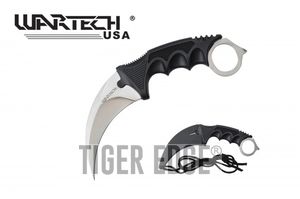 Fixed-Blade Karambit Neck Knife Wartech 2.5in. Silver Blade Black Slim Sheath
