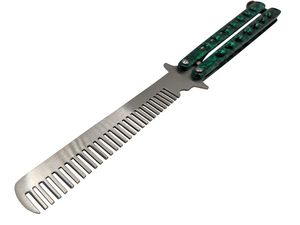 Butterfly Balisong Comb 9in. Overall, Stainless Steel Comb Green - No Blade