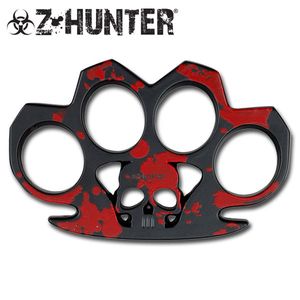 Z-Hunter Zombie Red And Black Brass Knuckle Skull Belt Buckle One Size