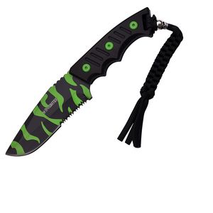 Z-Hunter Black, Green Zombie Drop-Point Fixed-Blade Full Tang Knife & Sheath