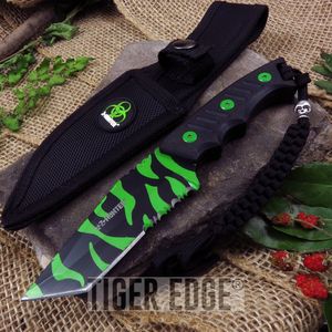 Z-Hunter Black & Green Zombie Tanto Fixed-Blade Full Tang Knife w/ Sheath